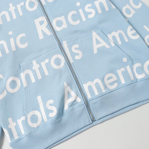 Denim Tears Light Blue Letter Zip-Up Hooded Jacket - Picture 5 of 8